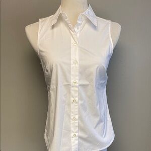 Banana Republic White Fitted Button Down Shirt with Notched Collar